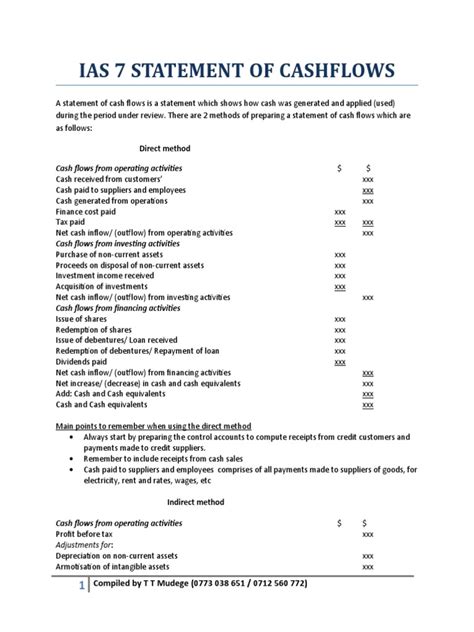 IAS 7 — Statement of Cash Flows .